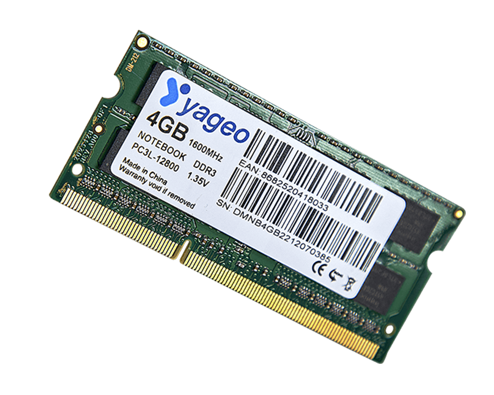 YAGEO 4GB DDR3 1600MHZ NOTEBOOK RAM 1.35V TRAY PACK