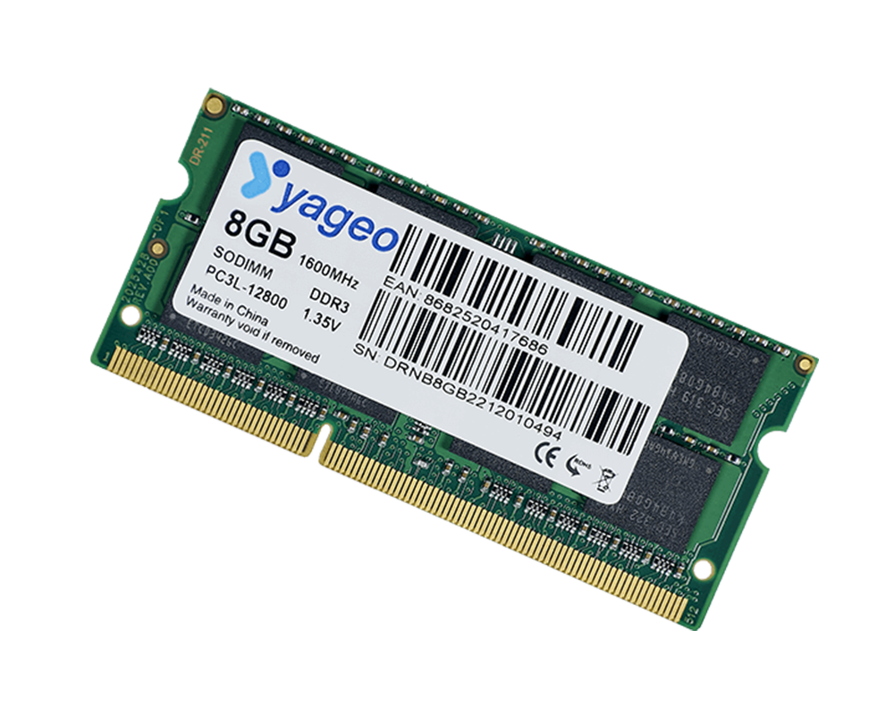 YAGEO 8GB DDR3 1600MHZ NOTEBOOK RAM 1.35V TRAY PACK