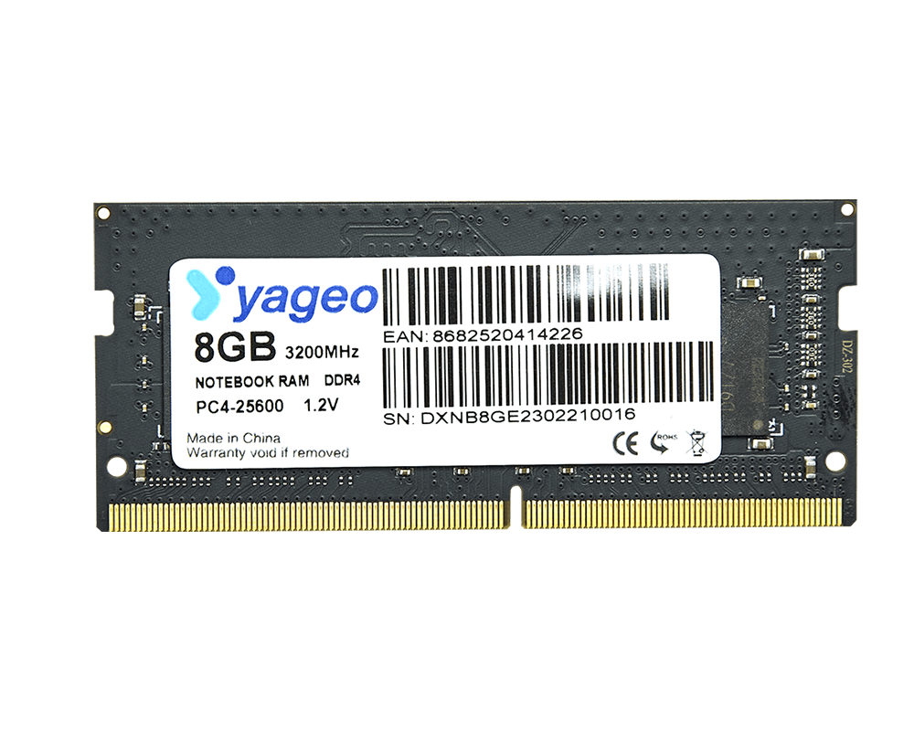 YAGEO 8GB DDR4 3200 MHZ NOTEBOOK RAM 1.20V PVC BOX